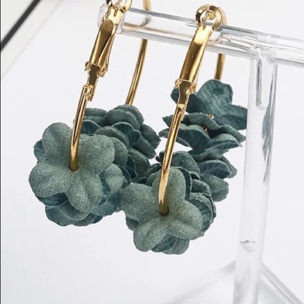 BOGO Green Floral Hoop Earrings